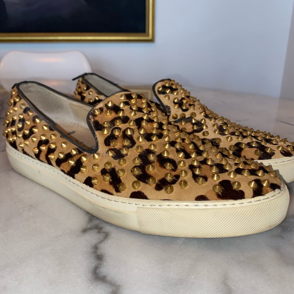 Giacomorelli furry leopard print loafers